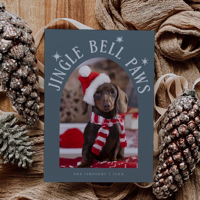 Cartes Pour Fêtes Annuelles Jingle Bell Patrouilles Chien Photo Ardoise Bleu N (Créateur téléchargé)
