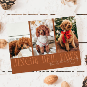 Cartes Pour Fêtes Annuelles Jingle Bell Paws Noël Terracotta Photo Chien