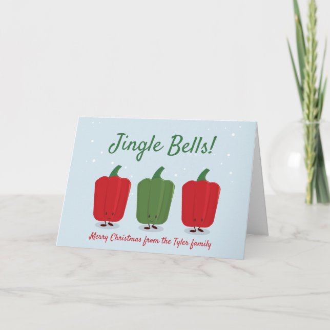 Cartes Pour Fêtes Annuelles Jingle Bell Peppers Pun Noël (Devant)