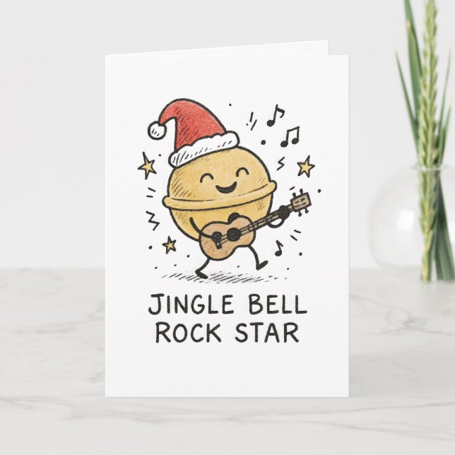 Cartes Pour Fêtes Annuelles Jingle Bell Rock Star - Funny Christmas Card (Devant)