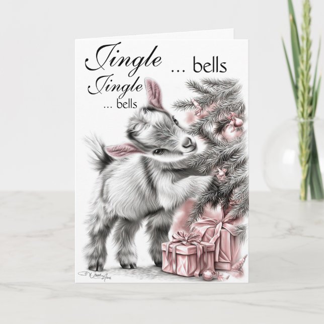 Cartes Pour Fêtes Annuelles Jingle Bells - Baby Chèvre Noël (Devant)