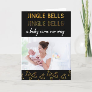 Cartes Pour Fêtes Annuelles Jingle Bells Black Gold Photo Nouveau bébé