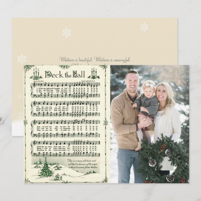 Cartes Pour Fêtes Annuelles Jingle Bells Christmas Carol Photo Holiday Card (Devant / Derrière)