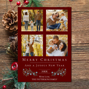 Cartes Pour Fêtes Annuelles Jingle Bells Quatre photos Noël Rouge