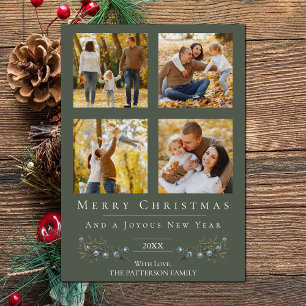 Cartes Pour Fêtes Annuelles Jingle Bells Quatre photos Noël   Vert