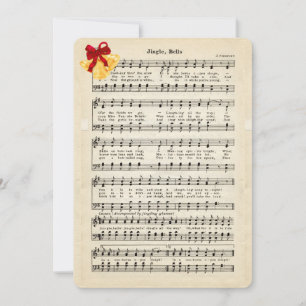 Cartes Pour Fêtes Annuelles Jingle Bells Vintage Partition Musique, Gold Bells