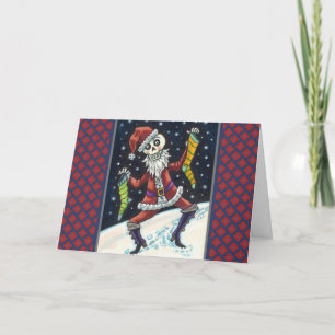 CARTES POUR FÊTES ANNUELLES JINGLE BONES PÈRE NOËL, SKELETON DE NOËL & STOCKIN