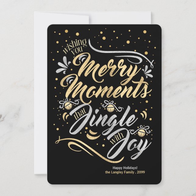 Cartes Pour Fêtes Annuelles Jingle de Moments Joyeux avec Or Argent Personnali (Devant)