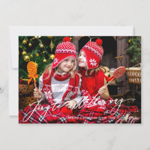 Cartes Pour Fêtes Annuelles Jingle de Noël moderne tout le long du chemin Phot