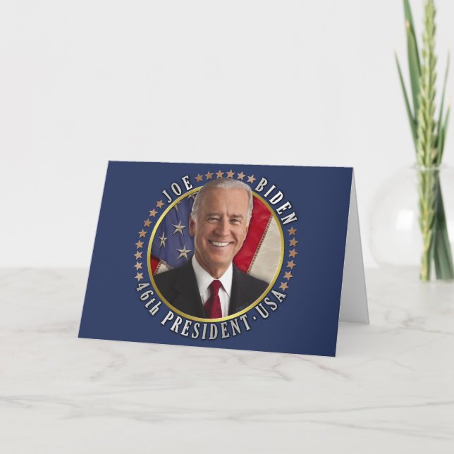 Cartes Pour Fêtes Annuelles Joe Biden 46e Président USA Photo commémorative (Devant)