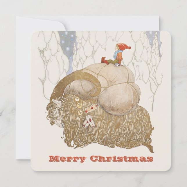 Cartes Pour Fêtes Annuelles John Bauer Christmas Yule chèvre Julbocken CC1029 (Devant)