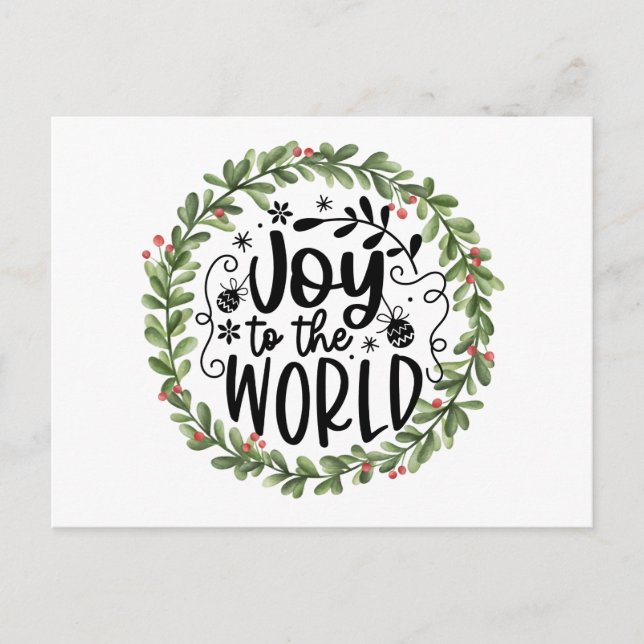 Cartes Pour Fêtes Annuelles Joie à la couronne d'aquarelle mondiale (Devant)
