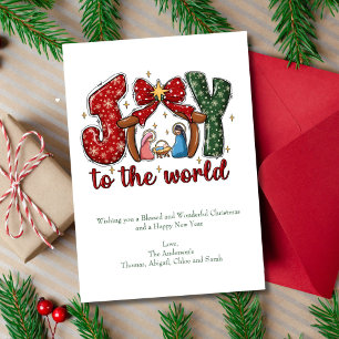 Cartes Pour Fêtes Annuelles Joie à la scène mondiale Manger Scène chrétienne r