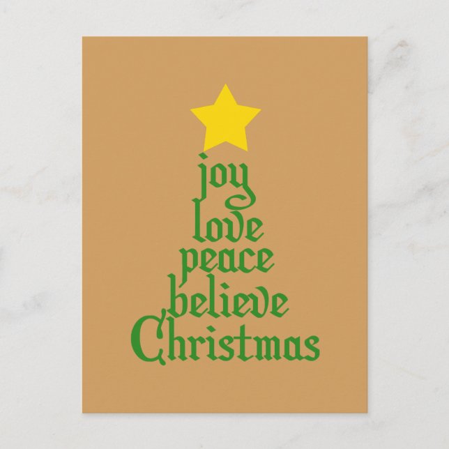 Cartes Pour Fêtes Annuelles Joie, Amour, Paix, Croire, Noël (Devant)