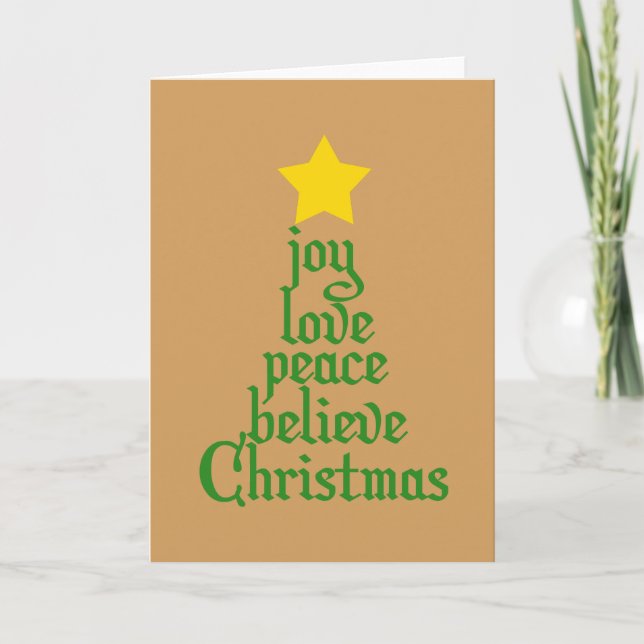 Cartes Pour Fêtes Annuelles Joie, Amour, Paix, Croire, Noël (Devant)