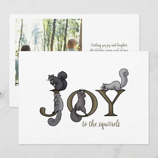 Cartes Pour Fêtes Annuelles Joie amusante à Noël des écureuils (Devant / Derrière)