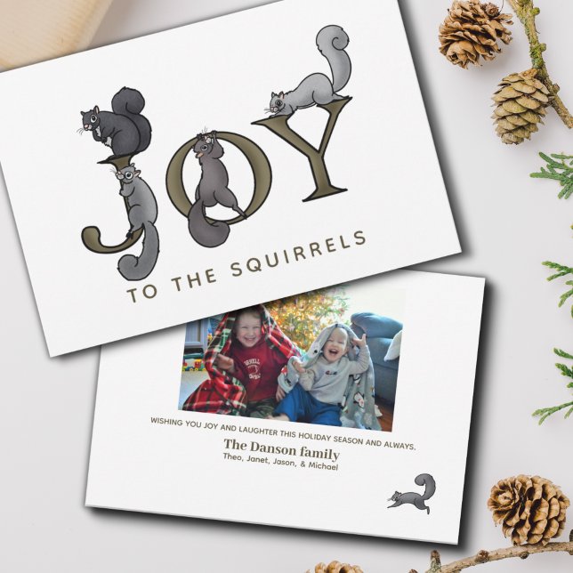 Cartes Pour Fêtes Annuelles Joie amusante à Noël des écureuils (Créateur téléchargé)