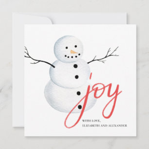 Cartes Pour Fêtes Annuelles Joie. Aquarelle mignonne bonhomme de neige de Noël