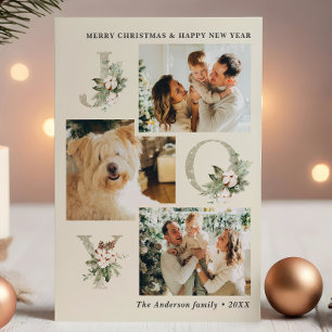 Cartes Pour Fêtes Annuelles Joie aquarelle rustique - 3 photos de Noël