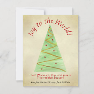 Cartes Pour Fêtes Annuelles Joie au monde ! Arbre de Noël simple Waterton