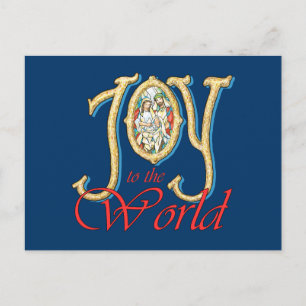 Cartes Pour Fêtes Annuelles Joie au monde avec la Nativité en verre tendu