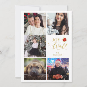 Cartes Pour Fêtes Annuelles Joie au monde Poinsettias Collage 5 Photos