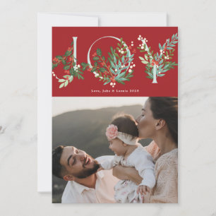 Cartes Pour Fêtes Annuelles JOIE botanique festive Noël traditionnel rouge