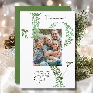 Cartes Pour Fêtes Annuelles Joie Botanique Verte Famille Photo de Noël