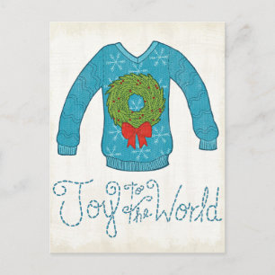 Cartes Pour Fêtes Annuelles Joie d'Apple sauvage   au monde - chandail de Noël
