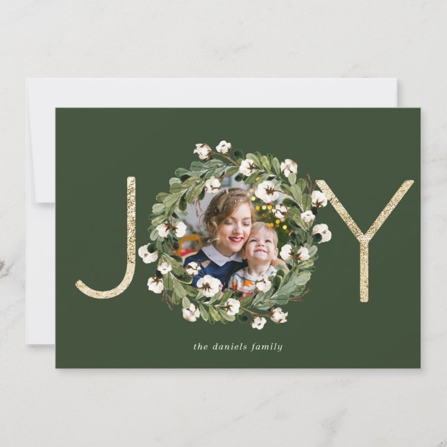 Cartes Pour Fêtes Annuelles JOIE de guirlande de magnolia (Devant)