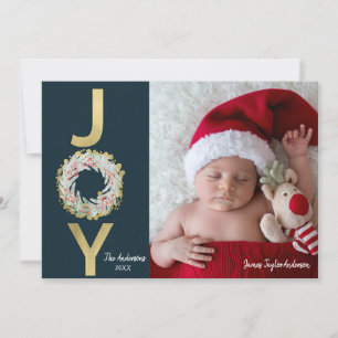 Cartes Pour Fêtes Annuelles JOIE DE NOËL Moderne feuille d'or photo recto vers