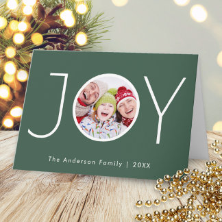 Cartes Pour Fêtes Annuelles Joie de Noël Sage Vert Photo Personnalisée