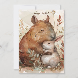 Cartes Pour Fêtes Annuelles Joie de Pâques : Édition Capybara & Lapin