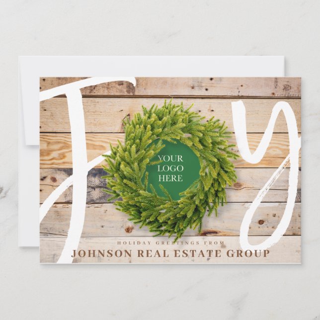Cartes Pour Fêtes Annuelles Joie et bois de pin avec Logo Business (Devant)