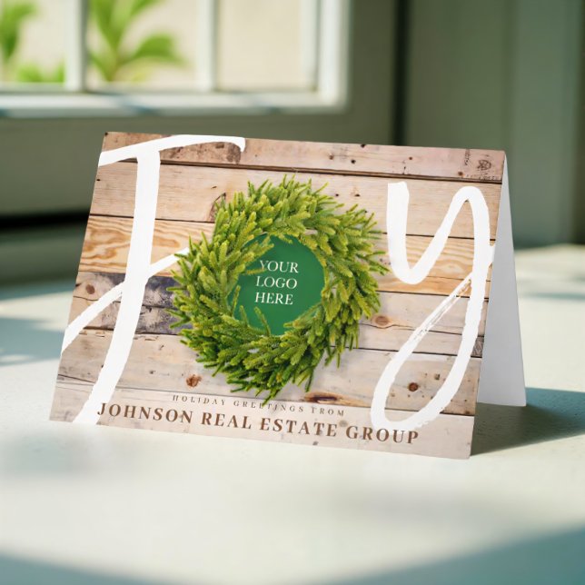 Cartes Pour Fêtes Annuelles Joie et bois de pin avec Logo Business (Créateur téléchargé)