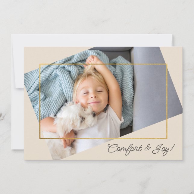 Cartes Pour Fêtes Annuelles Joie et confort photo personnalisés (Devant)