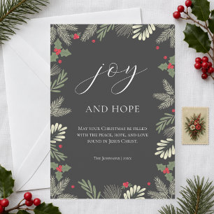 Cartes Pour Fêtes Annuelles Joie et Espoir Noël Chrétien Botanique