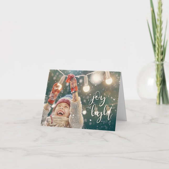 Cartes Pour Fêtes Annuelles Joie et Lumière, Fille Hanging Lumières (Devant)