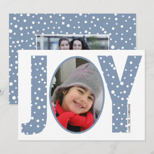 Cartes Pour Fêtes Annuelles Joie et neige bleu poussiéreux Noël minimal