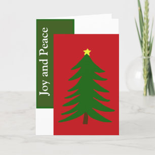 Cartes Pour Fêtes Annuelles Joie et Paix Arbre de Noël Rouge et Vert