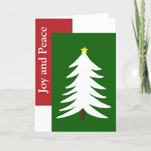 Cartes Pour Fêtes Annuelles Joie et Paix Arbre de Noël Vert et Rouge Vacances