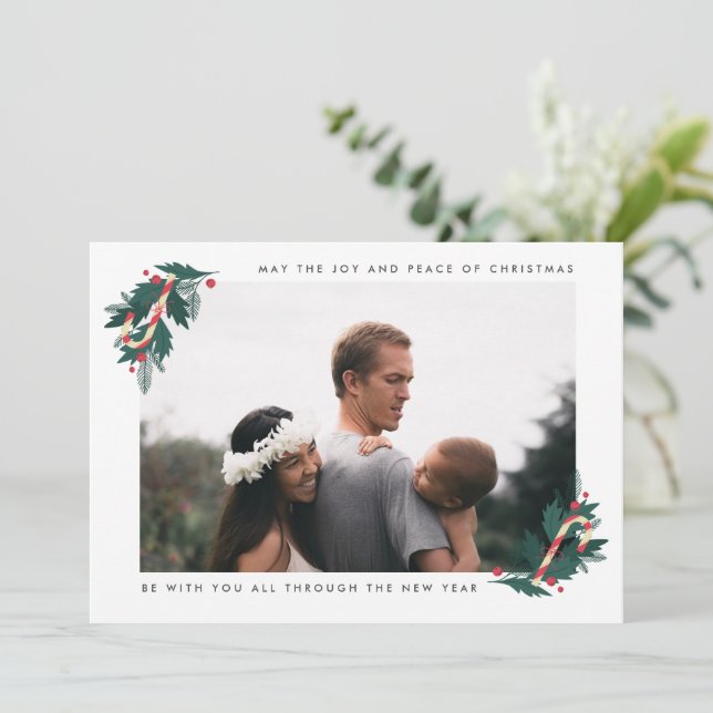 Cartes Pour Fêtes Annuelles Joie et Paix de Noël Photo moderne  (Debout devant)