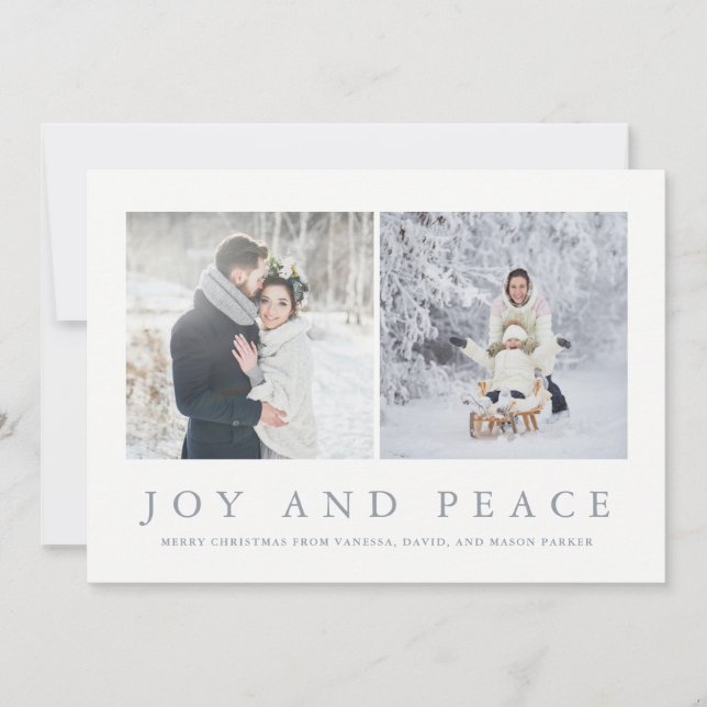 Cartes Pour Fêtes Annuelles Joie et paix | Deux photos de Noël moderne (Devant)
