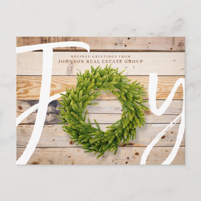 Cartes Pour Fêtes Annuelles Joie et pin Wood | Salutations de vacances (Devant)