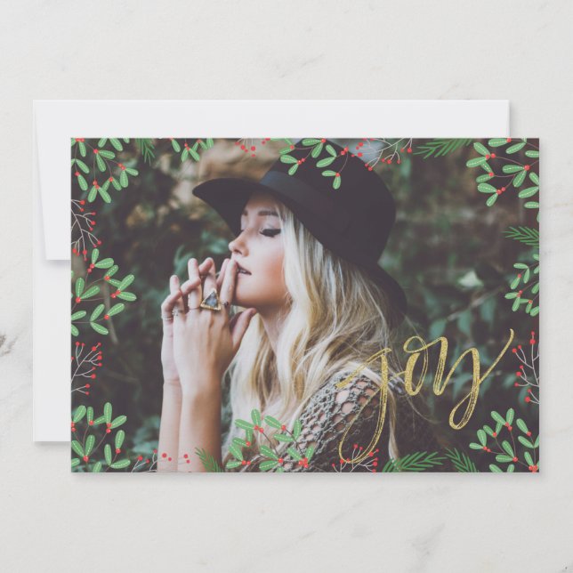 Cartes Pour Fêtes Annuelles Joie Faux Script Doré (Devant)