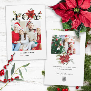 Cartes Pour Fêtes Annuelles Joie festive colorée avec Poinsettias et Berries