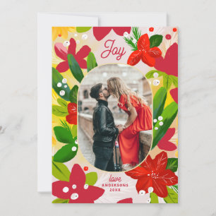 Cartes Pour Fêtes Annuelles Joie Floral Noël   Photo Botanique Lumineuse