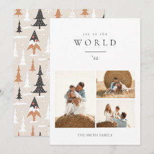 Cartes Pour Fêtes Annuelles Joie minimaliste Boho au monde Photo de Noël