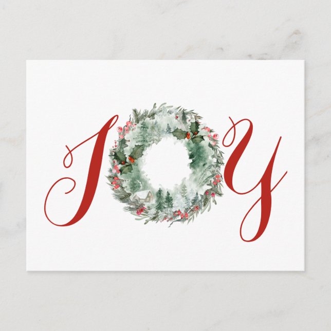 Cartes Pour Fêtes Annuelles Joie Noël Aquarelle Plush Wreath (Devant)