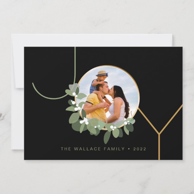 Cartes Pour Fêtes Annuelles Joie Noël Famille Photo Typographie moderne (Devant)